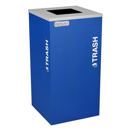 EX-CELL KAISER 24 gal Square Waste Receptacle, Silver, Blue RC-KDSQ-T RYX